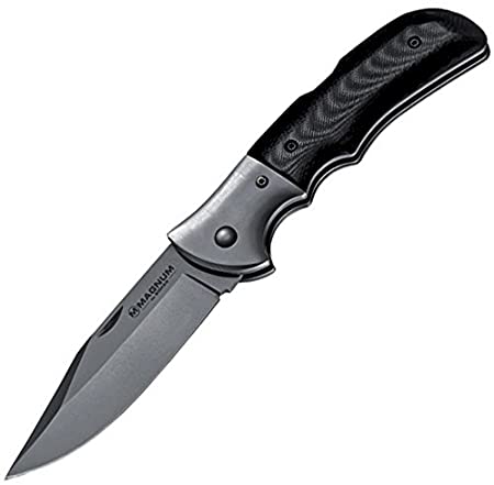 Boker Magnum 01SC712 Gray Eminence Knife with 3 3/8 in. 440 Stainless Steel Blade, Black