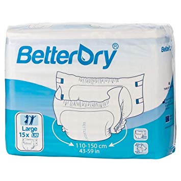 BetterDry Adult Briefs, Poly-Backed with a Thick Core Keeps You Dry All Day and Night, Comfortable and Full Range of Movement (Large 1 Bag)