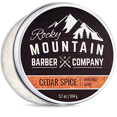 Shaving Soap - Traditional 100% Natural Cedar Spice Shave Soap - Long Lasting 3.7 oz for Rich & Thick Lather Shaving Cream - For All Skin Types - Made with Shea Butter & Cinnamon Leaf Oil