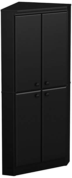 South Shore 4-Door Corner Armoire for Small Space with Adjustable Shelves Chocolate