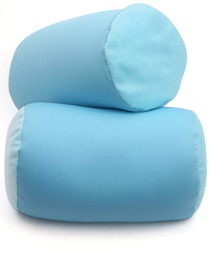 Deluxe Comfort Mooshi Squish Microbead Bed Pillow, 14" x 7" - Airy Squishy Soft Microbeads - Eighteen Fun Bubbly Colors To Choose From - Cuddly And Fun Dormroom Accessory - Bed Pillow, Sky Blue