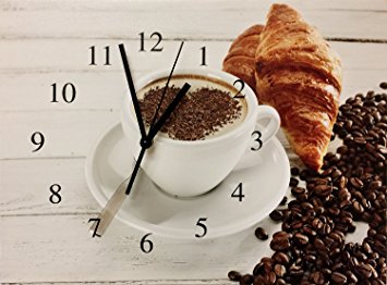 Coffee Wall Clock - Square Canvas Wall Clock with Cappuccino Coffee Printed on it - Coffee Decor