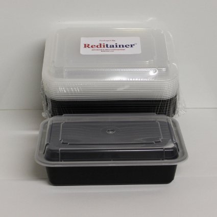 Reditainer - Rectangular Food Storage Containers With Lids - Microwaveable and Dishwasher Safe 38 Ounce - 6 x 8 - Package of 20