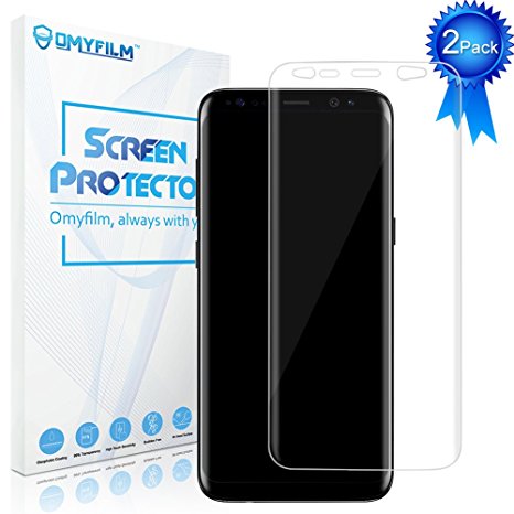 OMYFILM Samsung Galaxy S8 Screen Protector [Full Screen Coverage] [HD Clear] TPU Screen Protector Galaxy S8 (2 Pack)