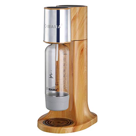 IBAMA Sparkling Water Maker with 1 PET Bottle, Soda Water Maker Bubbly Water Machine for Home Office Store Use - Wooden Decor