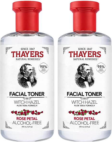 THAYERS Alcohol-Free Witch Hazel Rose Petal Face Toner with Aloe Vera, Natural Gentle Facial Skincare Toner, for All Skin Types, Duo Pack (2 x 355mL)