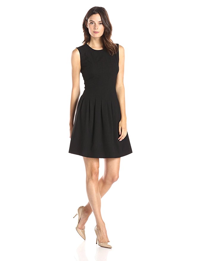 Lark & Ro Women's Soft Pleated Fit-and-Flare Dress