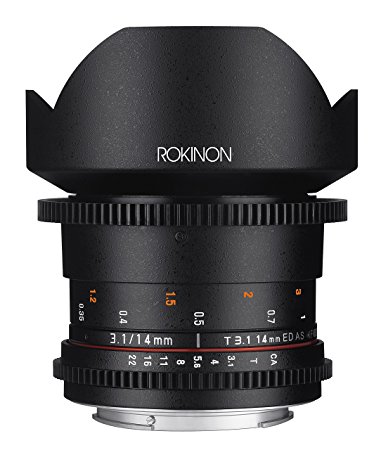 Rokinon Cine DS DS14M-C 14mm T3.1 ED AS IF UMC Full Frame Cine Wide Angle Lens for Canon EF