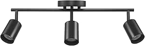 Globe Electric 64000091 21" 3-Light Track Lighting, Matte Black, Pivoting Shades, Ceiling Lamp for Bedroom, Kitchen, Hallway, Bathroom, Den, Dining Room, Home Décor