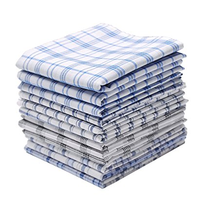 Neatpal 100% Cotton Men's Handkerchiefs Checkred Pattern 12 Pieces