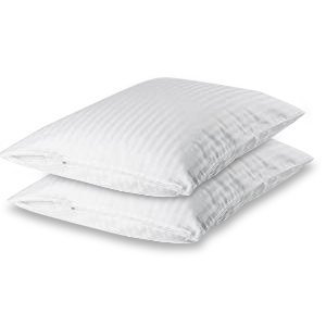 Continental Bedding Damask High Quality Set of 2 100% Cotton Zippered Pillow Protectors 300 Tc. (Standard)