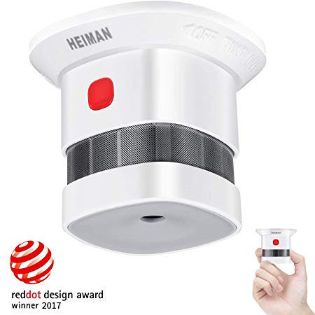HEIMAN Mini Smoke Alarm Detector, 10-Year Battery Life(Battery Included), Reddot Award, CE Certified, Independent Photoelectric Fire Detector with 3M Adhesive Tape