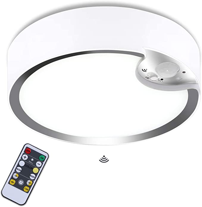 LIGHTESS Motion Sensor Ceiling Light Battery Operated with Remote, LED Ceiling Lights Wireless Indoor Wall Lights Motion Activated Dimmable Wall Sconce, Photocell Sensor ON/Off, 9927100CA