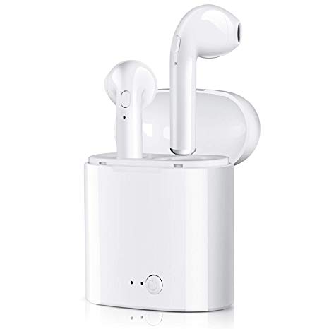 Bluetooth Headphones Wireless Earbuds Mini Earphones in-Ear Stereo Sound Noise Cancelling 2 Built-in Mic Earphones Charging Case Compatible iPhone iPad Most Android