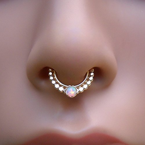 Septum Ring - Conch/Daith Piercing - Septum Jewelry - Sterling silver - Gold filled -20G to 14G - 3mm Stone