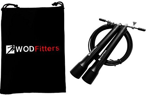 WODFitters Bearing PRO Double Under Jump Rope - Ball Bearing Speed Rope with Lifetime Warranty, Free Sizing and Double Under Training eGuide and Carrying Bag