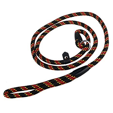 Zelta Adjustable 5-Feet by 3/8-Inch Width Nylon Slip Dog Lead Rope Leash, P-Leash and Collar in One