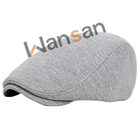 Wansan Men’s Newsboy Gatsby Cabbie Hats Cotton Adjustable Driving Winter Hat Light Grey