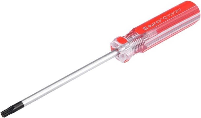 uxcell Torx Screwdriver, T25 Security Magnetic Star Screw Driver with 4" CR-V Shaft and Clear Red Handle