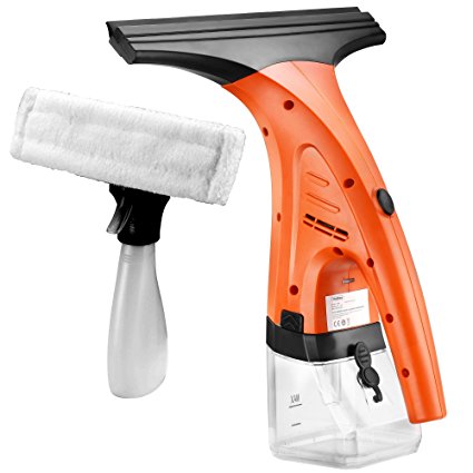 VonHaus Rechargeable Window Vacuum Cleaner and Squeegee Kit with Spray Bottle and Cleaning Microfiber Pad