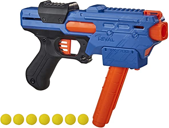 NERF Rival Finisher XX-700 Blaster -- Quick-Load Magazine, Spring Action, Includes 7 Official Rival Rounds -- Team Blue