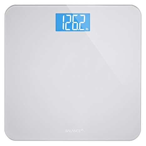 Digital Body Weight Bathroom Scale by Balance, High Accuracy, Large Glass Top, Backlit Display, Precision Measurements (Certified Refurbished)