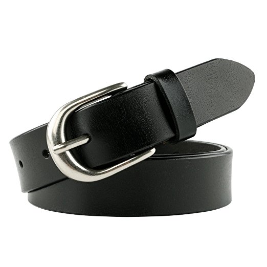 Leather Waist Belt for Women with Classic Polished Alloy Buckle Pants Size Up to 44"