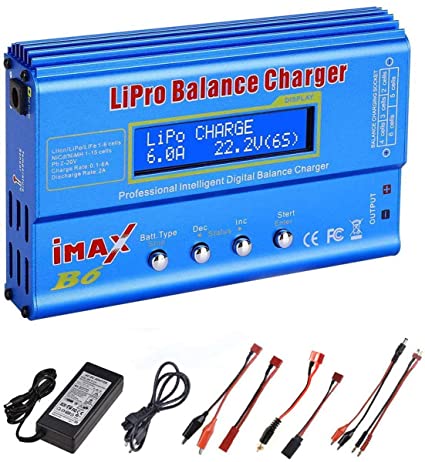 RUIZHI Lipo Battery Charger, 80W 6A Lipo Battery Balance Charger Discharger for LiPo/Li-ion/Life/LiHV Battery (1-6S), NiMH/NiCd (1-15S), Rc Hobby Battery Balance Charger LED W/AC Power Adapte