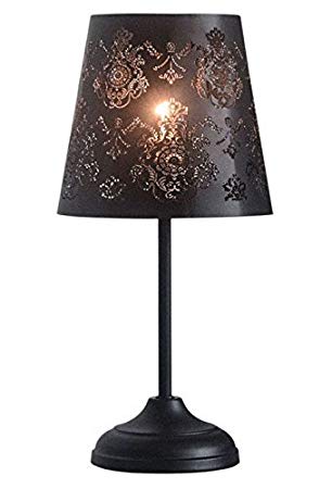 KANSTAR 15" Bed Side Table Lamp Desk Lamp With Lamp Shade (Black Ornate)