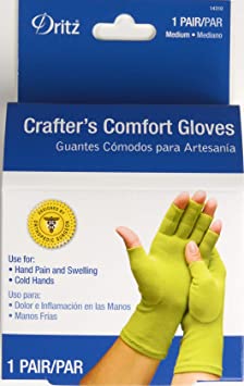 Dritz 14310 Supports During Crafting, Quilting, Sewing, Knitting, Household Duties Crafters Comfort Glove-Medium, Kiwi Green