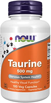 NOW Supplements, Taurine 500 mg, Nervous System Health*, Amino Acid, 100 Capsules