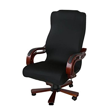 Deisy Dee Slipcovers Cloth Universal Computer Office Rotating Stretch Polyester Desk Chair Cover C062 (black)