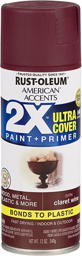 Rust-Oleum 327940 American Accents Spray Paint, 12 Oz, Satin Claret Wine