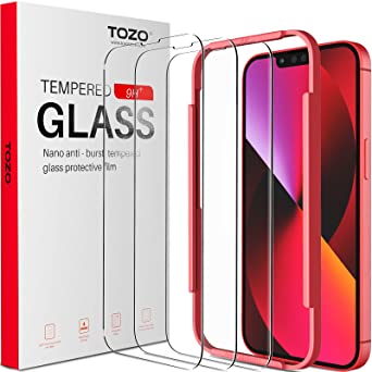 TOZO Compatible for iPhone 13 Screen Protector and Compatible for iPhone 13 Pro Screen Protector 6.1 inch 3 Pack Premium Tempered Glass 0.26mm 9H Hardness 2.5D Film Easy Install 6.1 inch