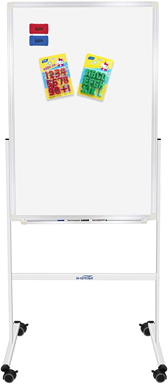 24"x36" Dry Erase Board with Stand - Adjustable Height Double Side Mobile Magnetic Rolling Whiteboard on Wheels for Home, Office & School