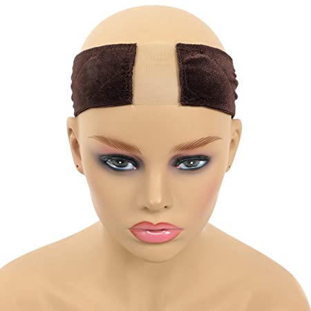 HUA MIAN LI Lace Wig Grip Band Velvet Non Slip Wig Bands with Adjustable Hook and Loop Fastener Extra Hold Wig Headband (Brown)
