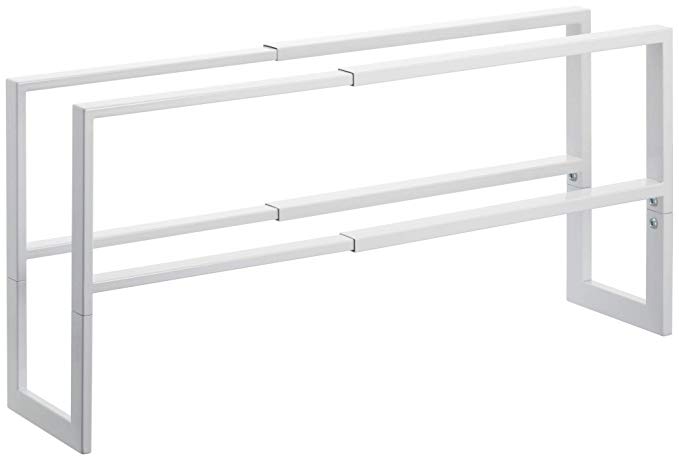 Red Co. Minimalistic Modern Expandable Two Tier Shoe Rack, Slim Line Adjustable Footwear Storage and Organization, White