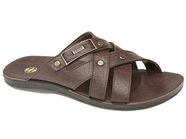 Mens Bruce Gezer Leather Look Slip On Sport Beach Surf Flip Flop Mule Sandals Shoe Size 7-11