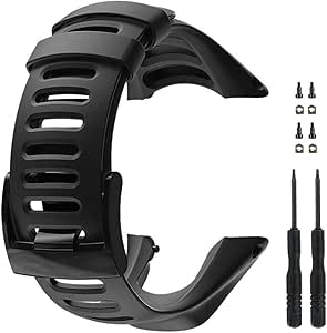 Picowe Watch Band Strap, All Black Replacement Strap Compatible with Suunto Ambit 1/2/2S/2R/3 Sport/3 Run/3 Peak (With Screws)