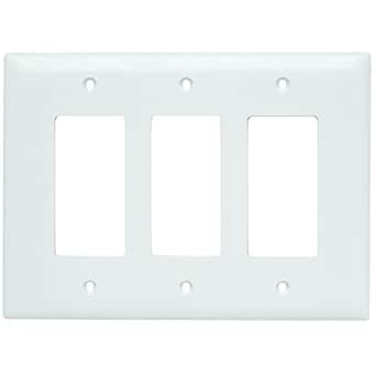 Legrand Pass & Seymour TPJ263W Trademaster Jumbo Oversized Unbreakable Nylon Wall Plate, 3 Gang, Three Decorator Rocker GFCI Cover, White (1 Count)