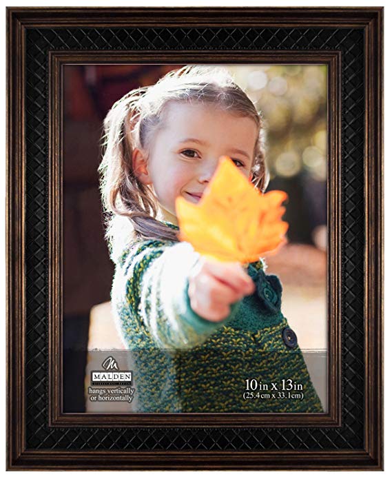 Malden International Designs Malden Megellan Molding Criss Cross Bronze Picture Frame, 10-Inch by 13-Inch