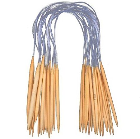 OrangeTag 18 Sizes 24'' (60cm) Circular Bamboo Knitting Needles Set Kit (2.0mm -- 10.0mm)