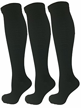 3 Pair Black Small/Medium Ladies Compression Socks, Moderate/Medium Compression 15-20 mmHg. Therapeutic, Occupational, Travel & Flight Knee-High Socks. Women's Shoe Sizes 5-10, Men's Sizes 5-9
