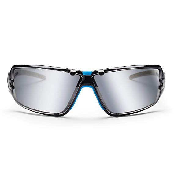 SolidWork mirror safety glasses with integrated side protection, as well as fog-free, scratch-resistant and UV protective coated lenses incl. storage bag