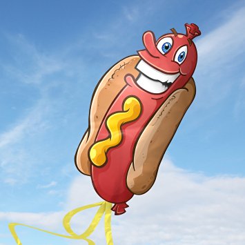 Hotdog Kite for Kids - Launches At The Slightest Breeze - Best for Beach Games - Highly Durable - Free String, Spool and eBook - Easy Flyer With Lifetime Warranty