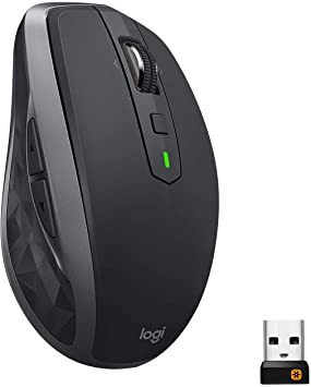 Logitech MX Anywhere 2S Wireless Mouse, Multi-Device, Bluetooth and 2.4 GHz with USB Unifying Receiver, laptop/ PC/ Mac/ iPad OS - Graphite Black.