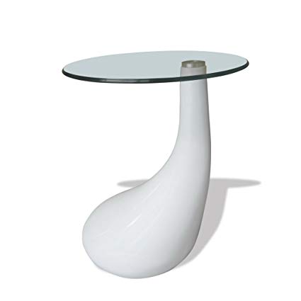 vidaXL New Modern High Gloss Glass Top Drop Coffee Table White Side Dinner Office Home
