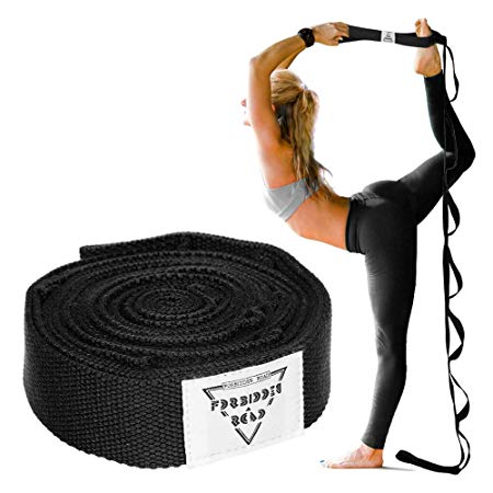 Forbidden Road Stretch Strap with Multi- Loop Exercise Strap For Physical Therapy Yoga Dance Pilates Greater Flexibility and Fitness Workout Deepen Green/Black / Blue/Purple