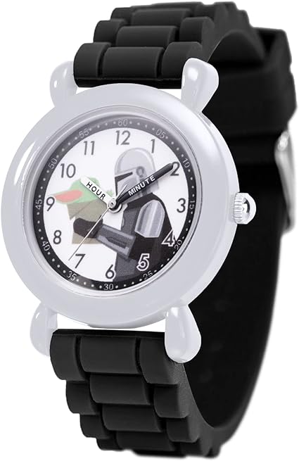 STAR WARS The Mandalorian Kids' Plastic Time Teacher Analog Quartz Silicone Strap Watch