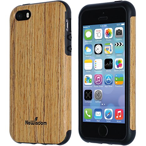 NeWisdom iPhone SE Wood Case Suitable for iPhone 5 5S Non Slip Unique Cover Rosewood